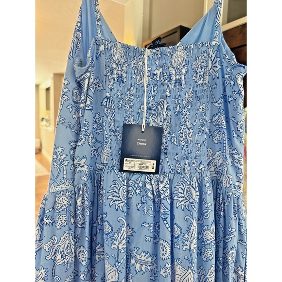 Roller Rabbit x Target Blue Floral Tie Shoulder Maxi Dress Smocked NWT Size M - Picture 6 of 6
